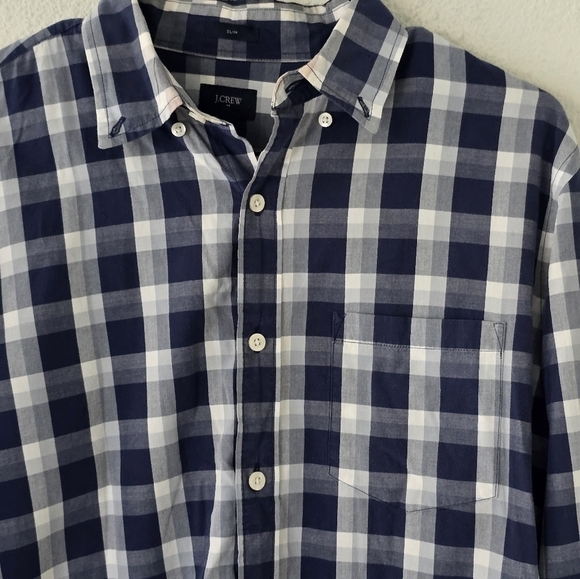 J Crew Mens Shirt Medium Long Sleeve Blue White Striped Button Up Collared - Picture 4 of 11